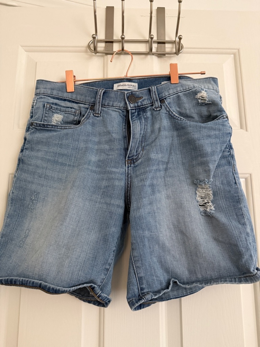 Banana Republic Light Blue Distressed Denim Shorts